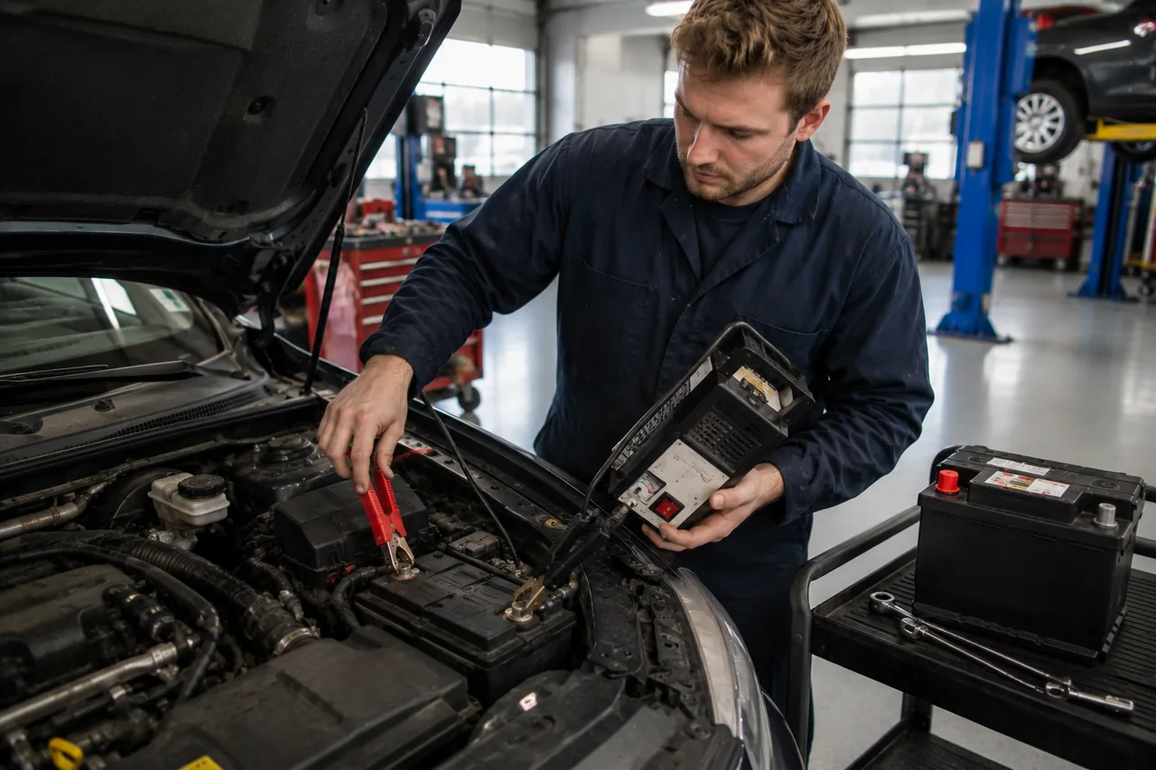Car battery testing and replacement at Big O Tires Powell River